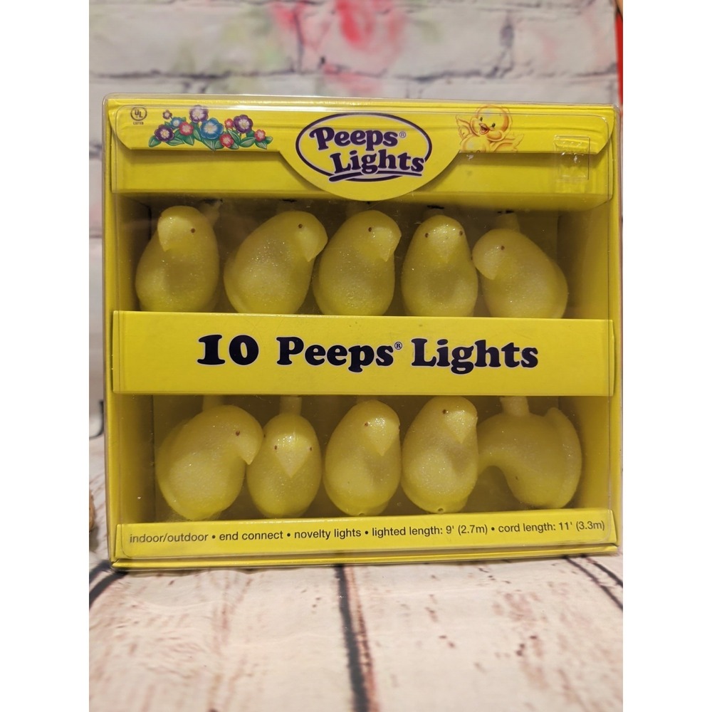 NIB Vintage Just Born Peeps‎ Yellow Chicks Novelty String Lights Set of 10